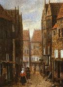 Jacobus Vrel Street Scene with Couple in Conversation oil painting reproduction